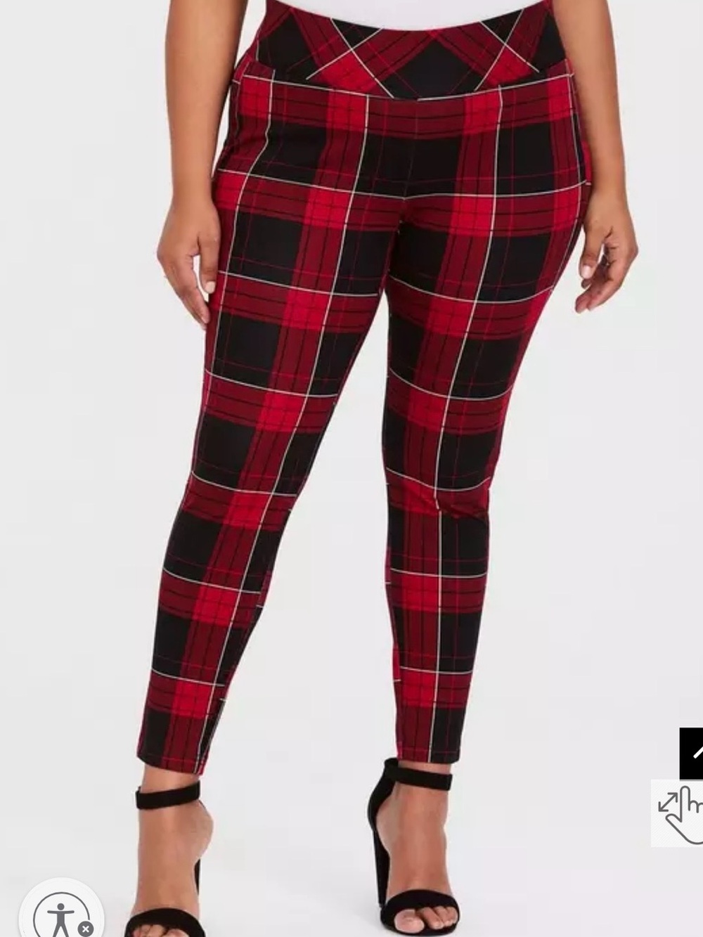 Torrid Red & Black Plaid Ponte Skinny Pants size 1 (14/16)